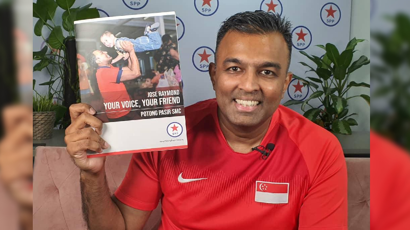 Jose Raymond in a June photo, campaigning for the general elections. Photo: Singapore People’s Party/Facebook
