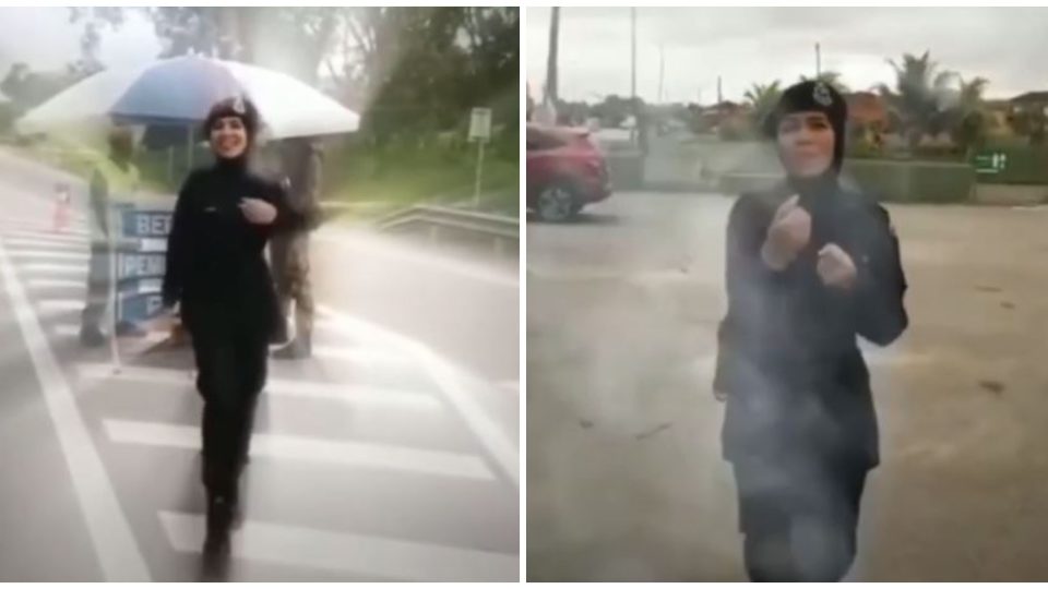 Screengrab from a TikTok video of a Malaysian policewoman. Photo: Malaysia Viral/YouTube
