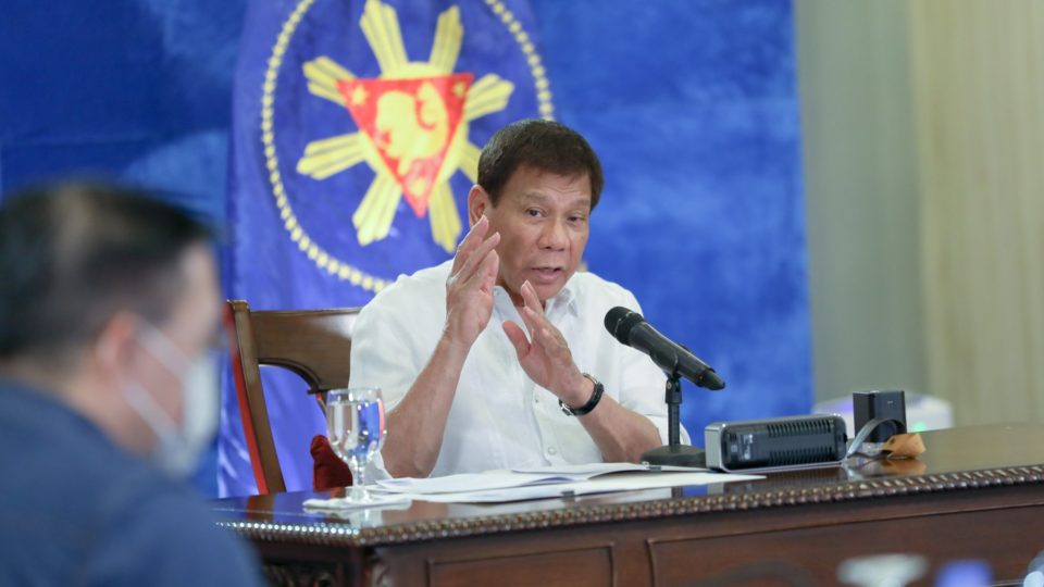 President Rodrigo Duterte in one of his weekly public briefings. Photo: Presidential Communications/FB