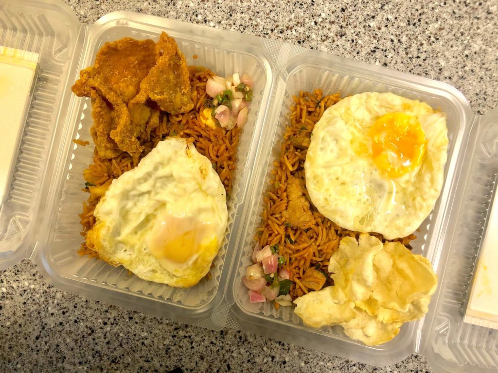 Nasgero's Nasi Goreng Ayam Kulit (L) and Nasi Goreng Sirloin (R).