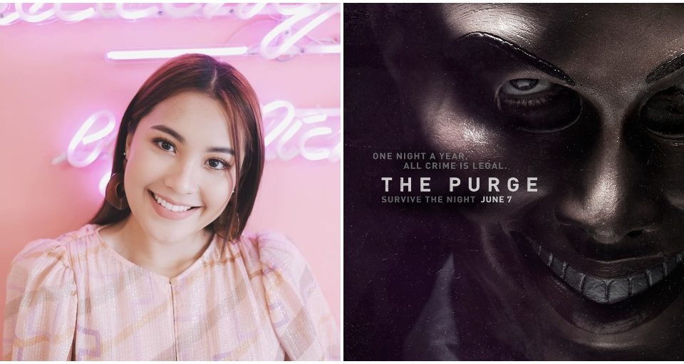 Janna Nick in 2020 (left) and ‘The Purge’ movie poster (right). Photos: Janna Nick/Instagram, Universal Pictures