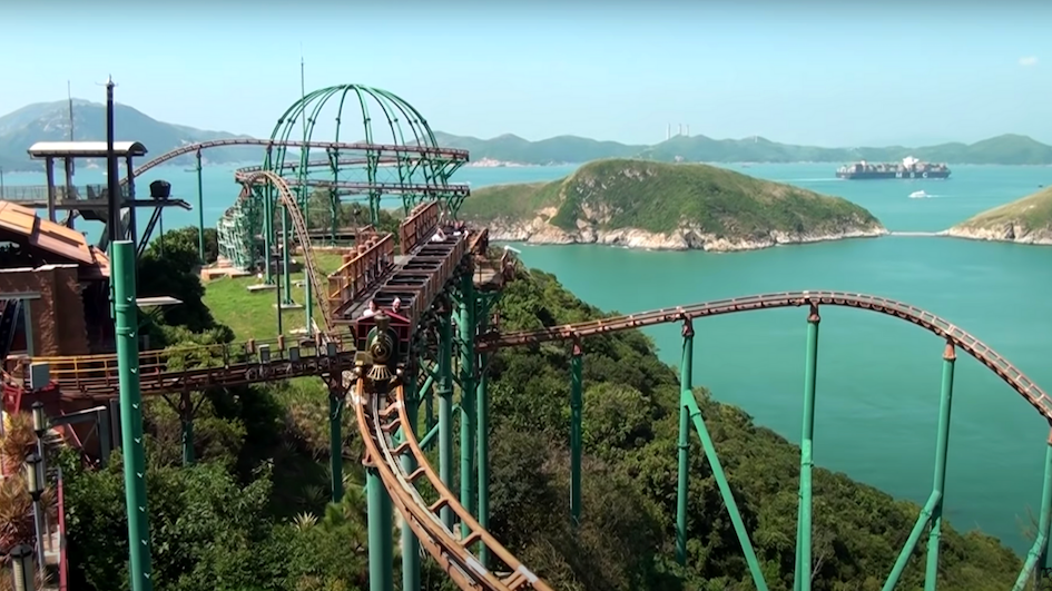Mine Train, known for its stunning views over southern Hong Kong island, is among the rides that will shut. Photo: YouTube/Theme Park Reviews