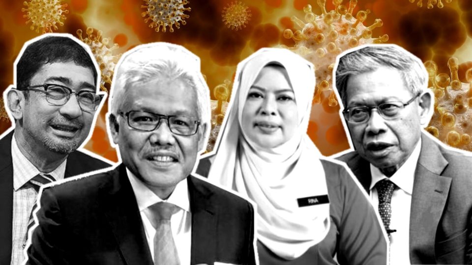 From left: Zahidi Zainul Abidin, Hamzah Zainuddin, Rina Harun and Mustapa Mohamed. Photo: Coconuts