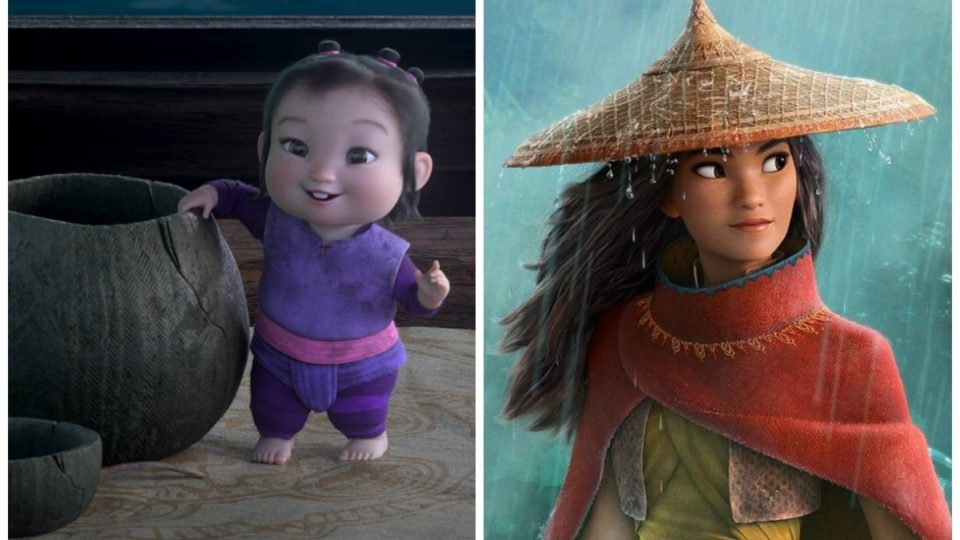 The con-baby, at left, and Raya, at right from ‘Raya and The Last Dragon.’ Photos: Walt Disney Animation Studios/YouTube