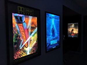 The hallways decorated with Godzilla movie posters. Photo: Helmi Abdat