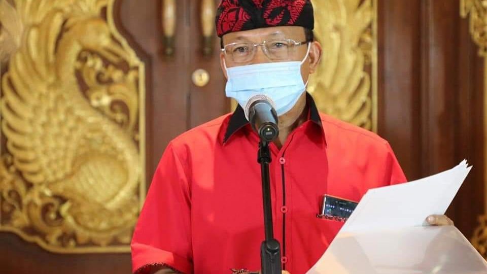 Bali Governor Wayan Koster at a press conference in Denpasar on Feb. 22, 2021. Photo: Bali Provincial Government