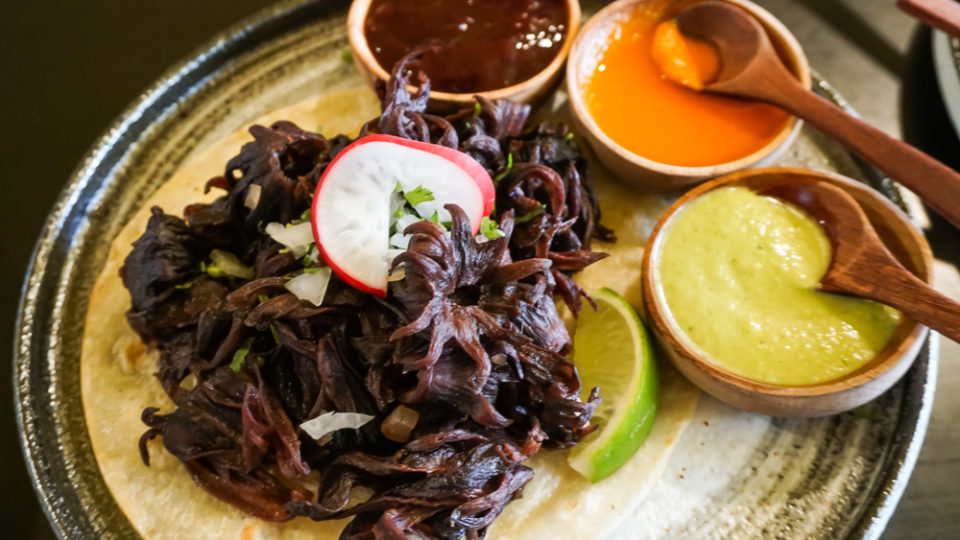 Hibiscus Tacos at El Hefe. Photo: Coconuts Bangkok