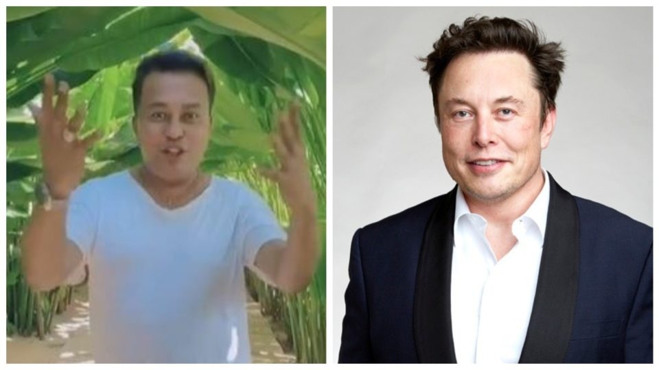 Makeup artist Bong Villanueva and Space X founder Elon Musk. Screenshot from Villanueva’s Tiktok and Musk’s photo from Wikipedia (David Hull).