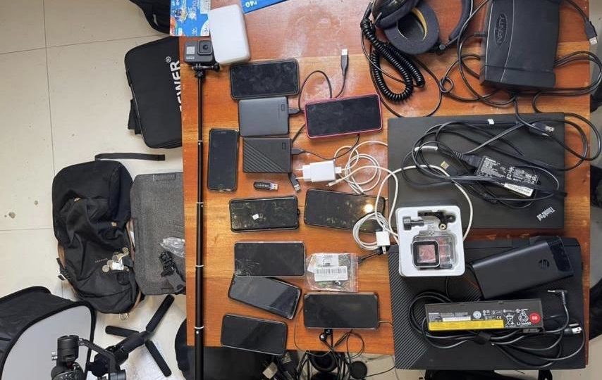 The gadgets seized from the suspects. Photo: PNP Public Information Office