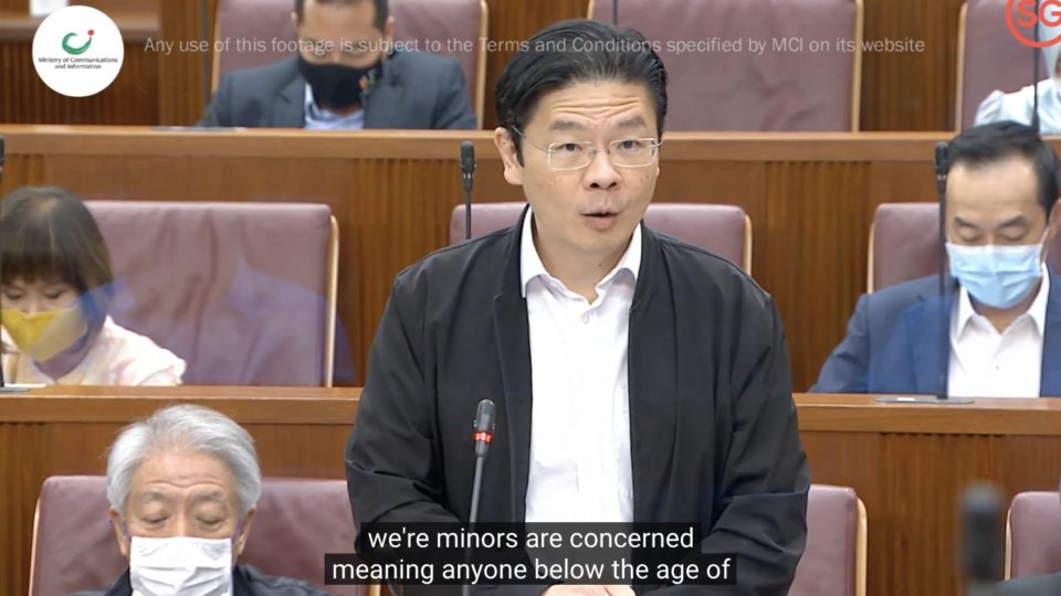 Education Minister Lawrence Wong in parliament on Feb. 1, 2020. Photo: MCI/YouTube