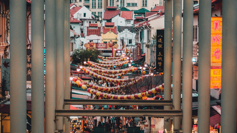 File photo of a crowded market in Singapore’s Chinatown.
