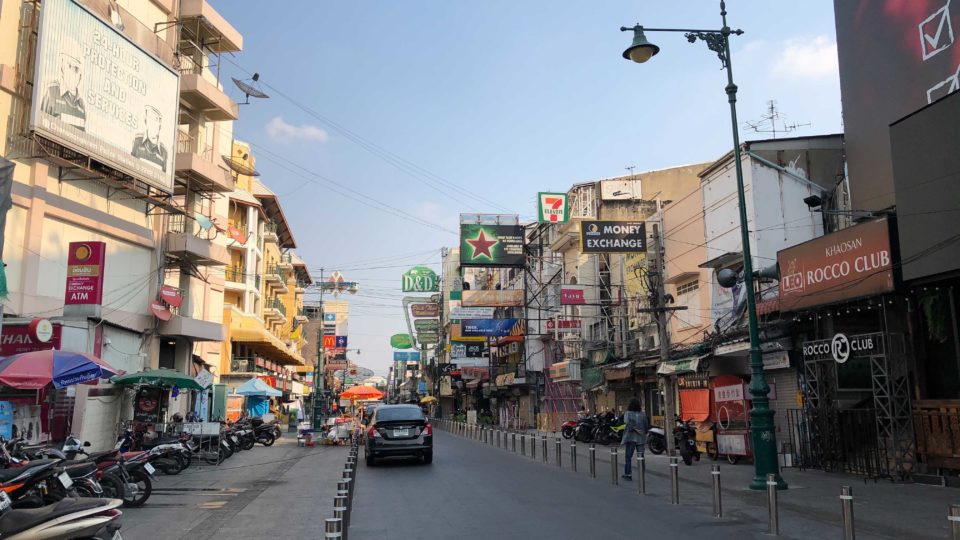 No tourists are seen enjoying the newly renovated backpacker mecca of Khao San Road in January. A lot fewer businesses, too. Photo: Coconuts
