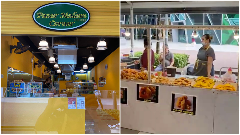 The front of the stall and its booth extending outside selling fried snacks. Photos: @cr0issant7/Twitter
