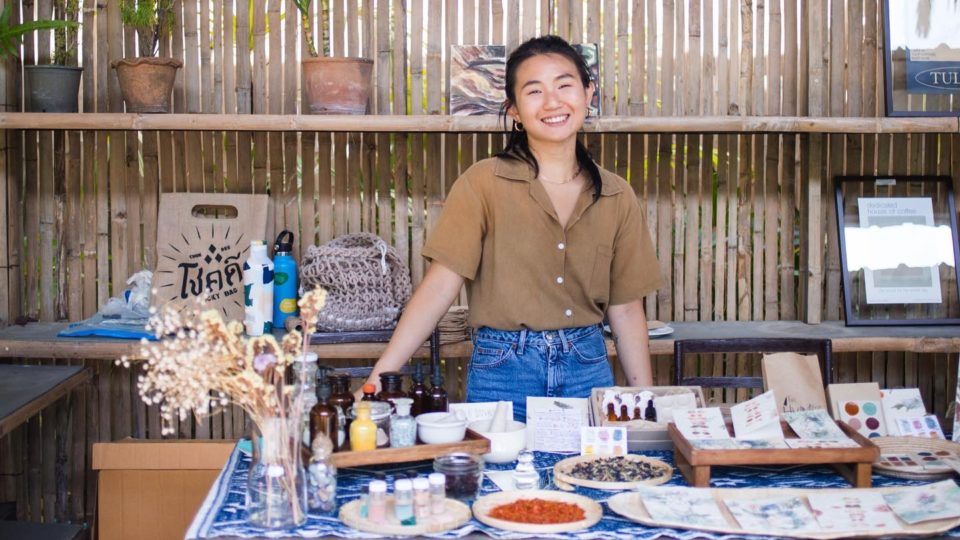 A vendor at Bangkok’s Female Founders Farmers’ Market held in December. Photo: Ila / Facebook
