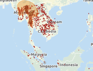 NEA’s map shows hotspots in the region. Photo: NEA