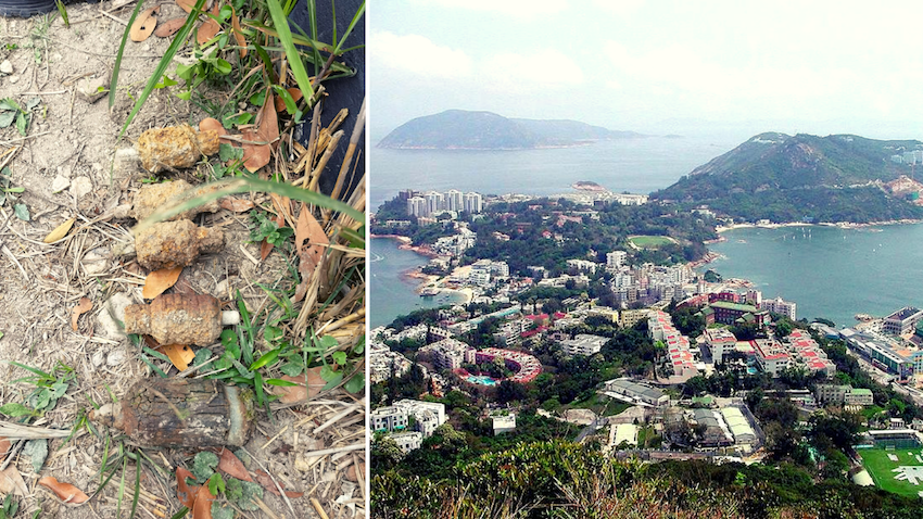 The weapons, which date back to World War 2, were detonated safely on Sunday evening. Photos: Police Public Relations Branch (left), Wikicommons (right)