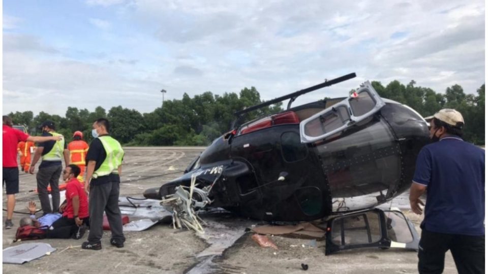 Scene of the helicopter crash. Photo: Malaysia Fire and Rescue Department
