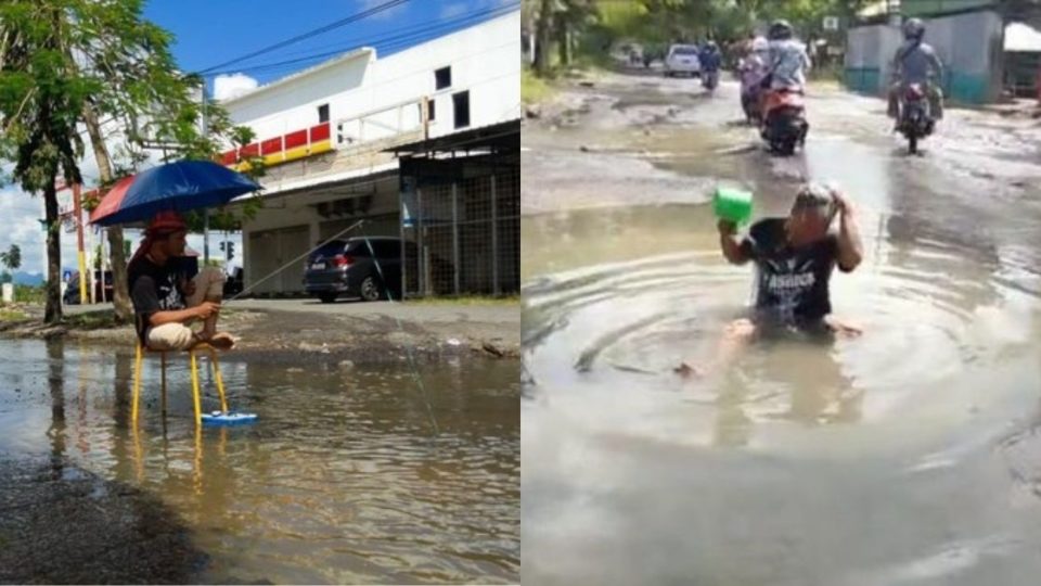 The stunt was intentionally filmed with the hopes of it going viral as a form of protest. Screengrabs: Istimewa via Detik