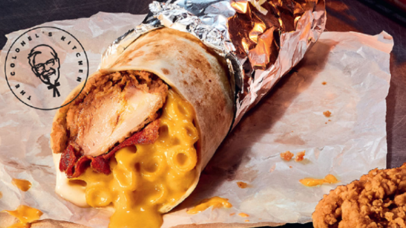 The Mac ‘N Cheese Zingerito. Photo: KFC Singapore
