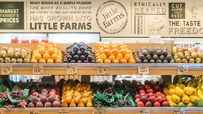 The store’s fruits and vegetable section. Photo: Little Farms Singapore
