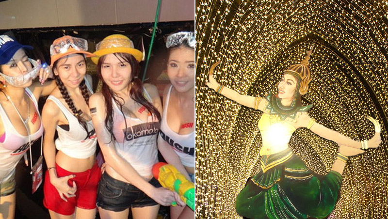 Songkran’s past, at left, its future as conceived, at right. Images: CMU Club, Alex Hewitt