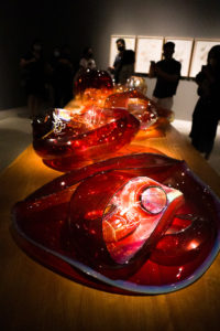 Chihuly Studio’s ‘Red Garnet Baskets’ at the Glass In Bloom gallery. Photo: Coconuts