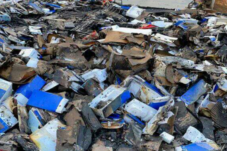 Boxes of Vivo Y20 phones in the aftermath of a cargo fire at the Hong Kong International Airport on April 11, 2021. Photo: HKIA
