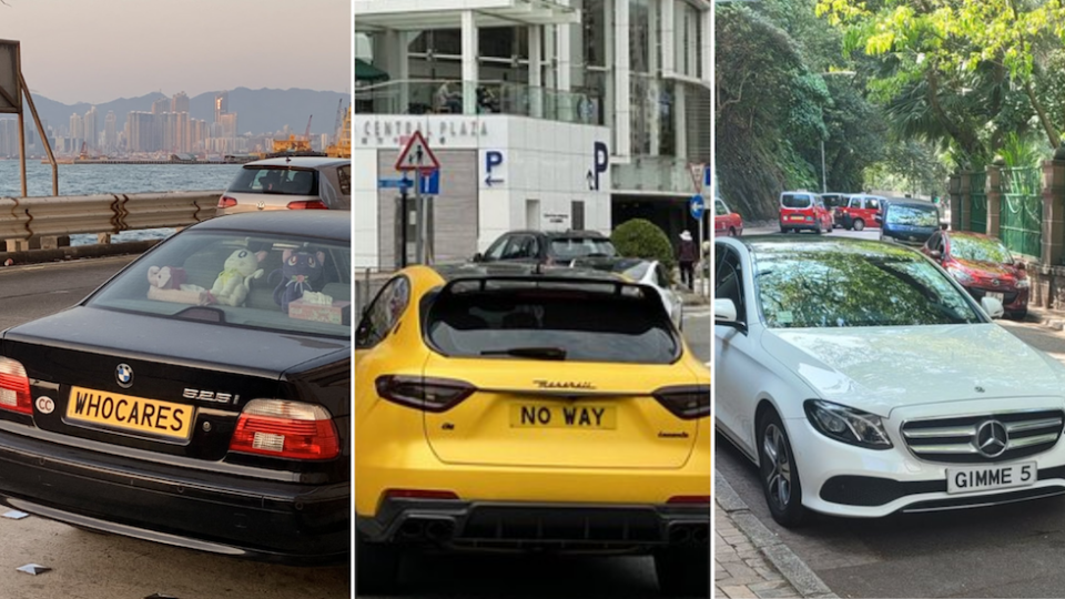 Vanity plates, many going for hundreds of thousands of dollars, are often sighted in the city’s wealthier districts. Photos: Twitter/Kamburgrr, Kjoules and Jennyfromtloch