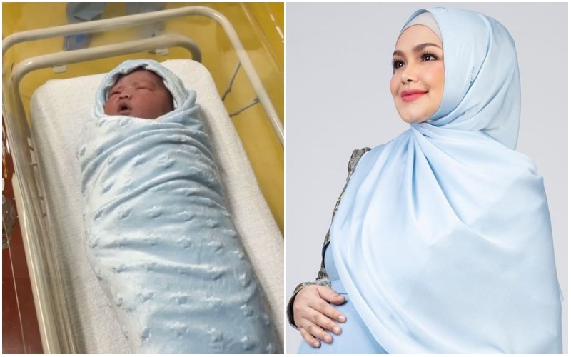 Siti Nurhaliza, at right, and her newborn baby, at left. Photos: Asyraf Khalid and Siti Nurhaliza/Instagram
