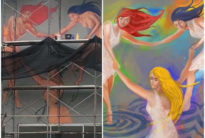 Before and after of the mural. Photos: Majlis Daerah Kuala Selangor and D’manis/Facebook
