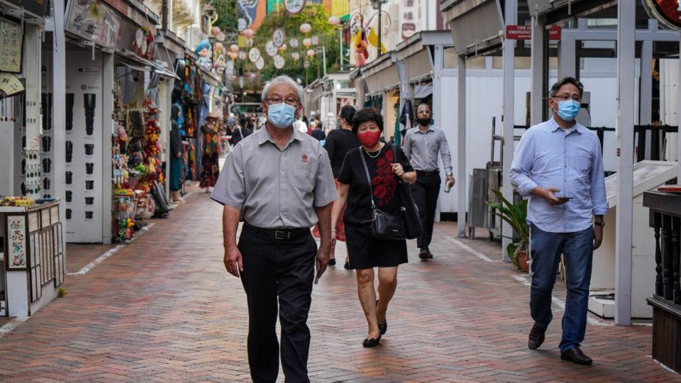 Singaporeans wearing face masks in Chinatown. Photo: Kingsley Yang