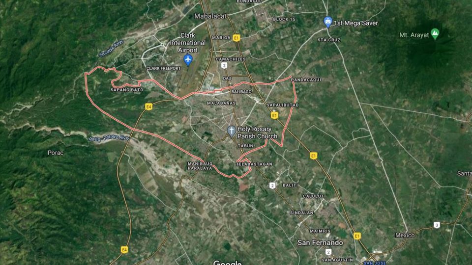 Angeles City map. Screenshot from Google Maps