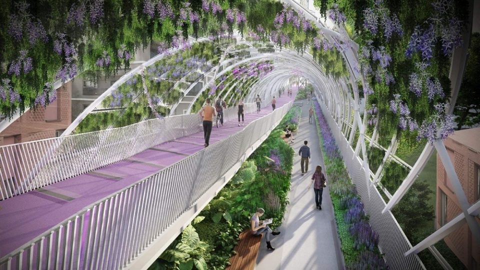 A computer rendering of the proposed ‘Green Bridge.’ Photo: Urban Design and Development Center / Courtesy