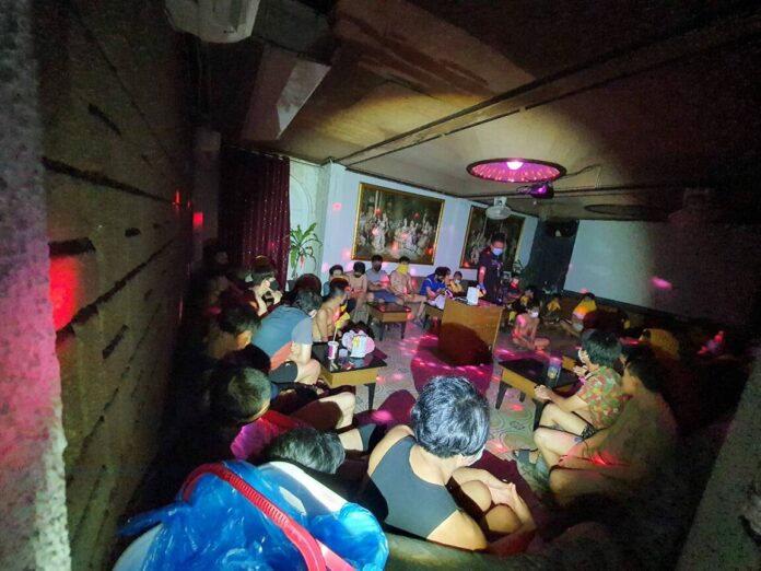 Police found nearly 60 customers inside Faros, a gay sauna in Bangkok’s Soi Ramkhamhaeng 21. 
