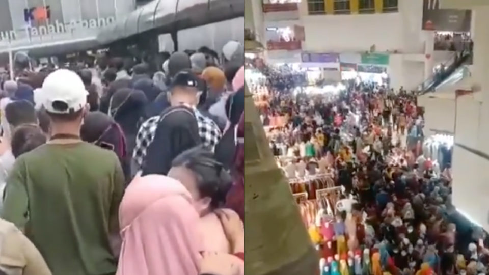 New policies are now being enforced at Central Jakarta’s market district of Tanah Abang, following massive crowds at the popular textile market and nearby train station over the weekend. Screenshot from video