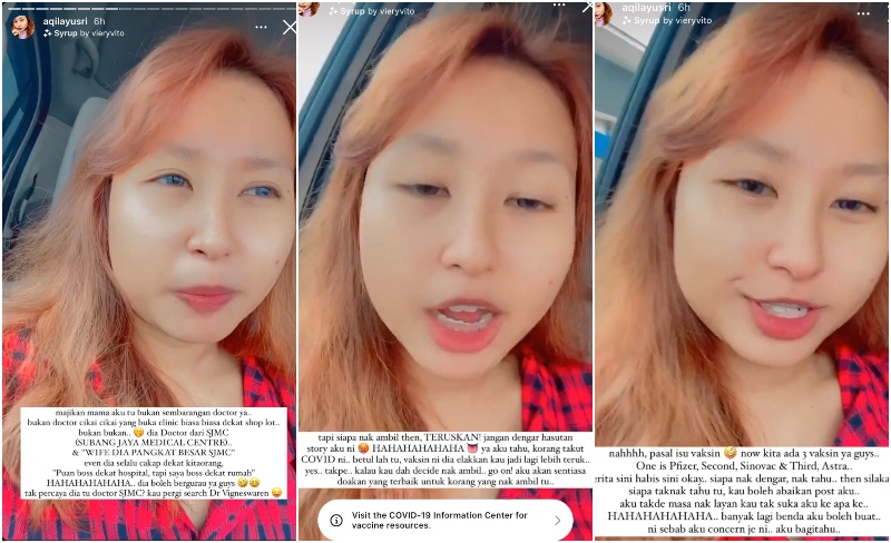 Screenshots of Aqila Yusri’s video. Photo: Aqila Yusri/Instagram
