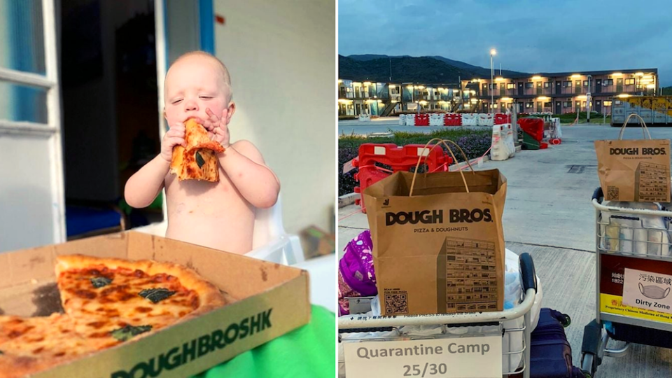 Pizza restaurant Dough Bros arranged a surprise pizza delivery for those quarantined in government facilities, where substandard food has made headlines in recent weeks. Photo: Facebook/Dough Bros