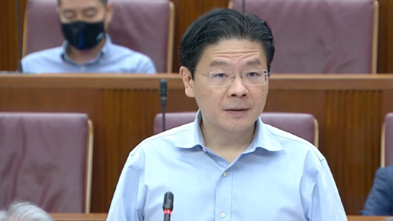 Lawrence Wong speaking in parliament May 2021. Photo: MCI/YouTube
