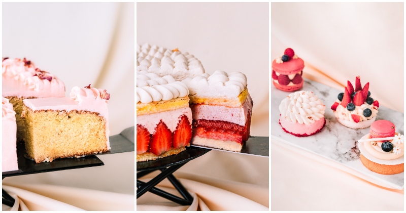 From left to right: Classic Sugee Cake, Wonderlust dessert, Mother’s Day Afternoon Tea bakes. Photos: Ariff Communications