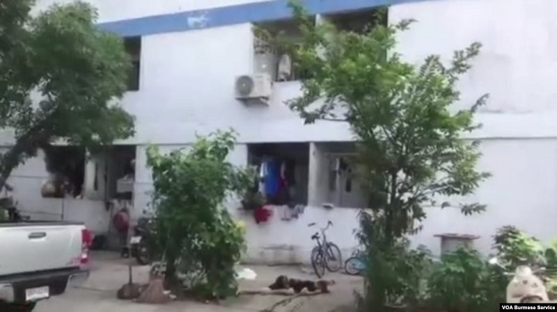 The woker housing in southeast of Bangkok in Thailand’s Samut Prakan province where a Burmese worker is said to have jumped to his death on Saturday. Photo: VOA