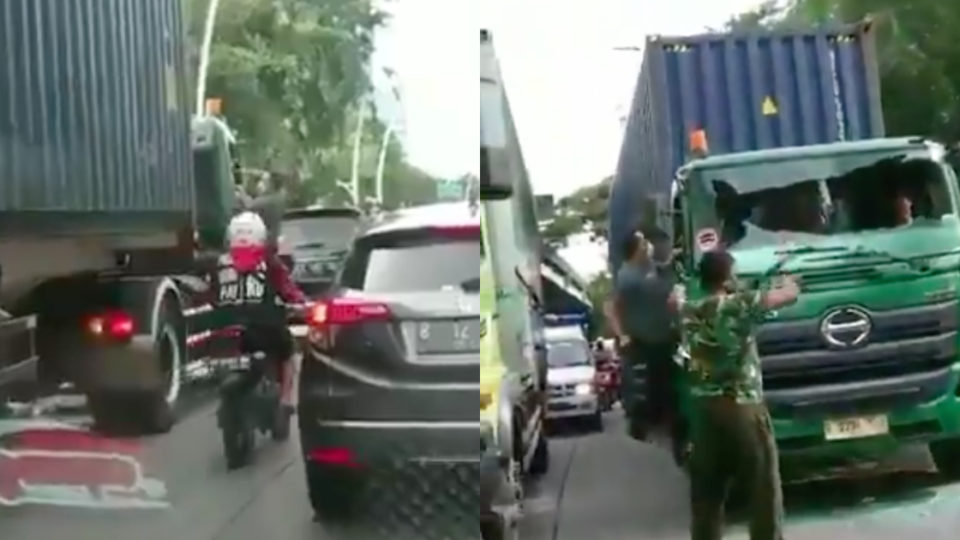 The incident took place on Saturday afternoon in Sunter, during which the suspect ⁠— identified as 39-year-old O⁠ — stopped his Pajero Sport SUV in front of a green truck. He then got out of his car and climbed up to the truck’s right door, while cursing and swinging what appeared to be a club multiple times at the driver. Screenshot from Twitter