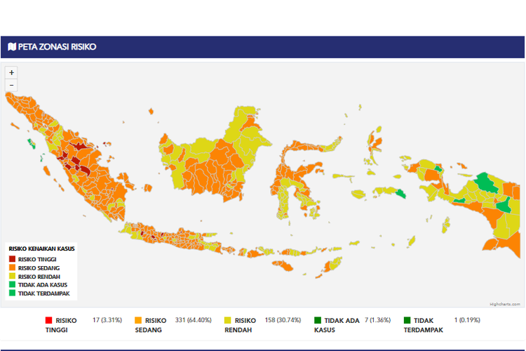 COVID-19 transmission risk by region in Indonesia as of June 6, 2021. Photo: Indonesia COVID-19 Task Force