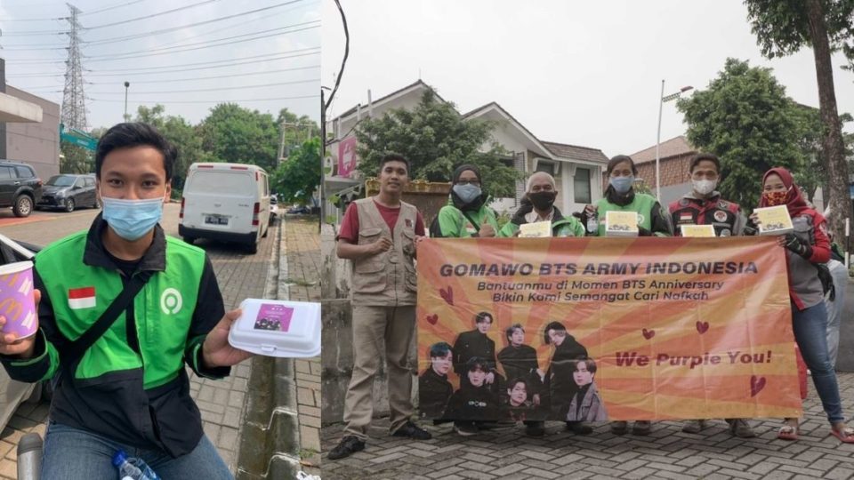 After all the blood, sweat, and tears shed for the special edition BTS Meal at McDonald’s restaurants throughout Indonesia, fans of K-pop superstars BTS ⁠— who are known as ARMY ⁠— in the country are now giving back to the very people at the forefront of this week’s frenzy. Photo: Twitter/@kitabisacom, @purpleheartsid, @Wingsofbangtan_