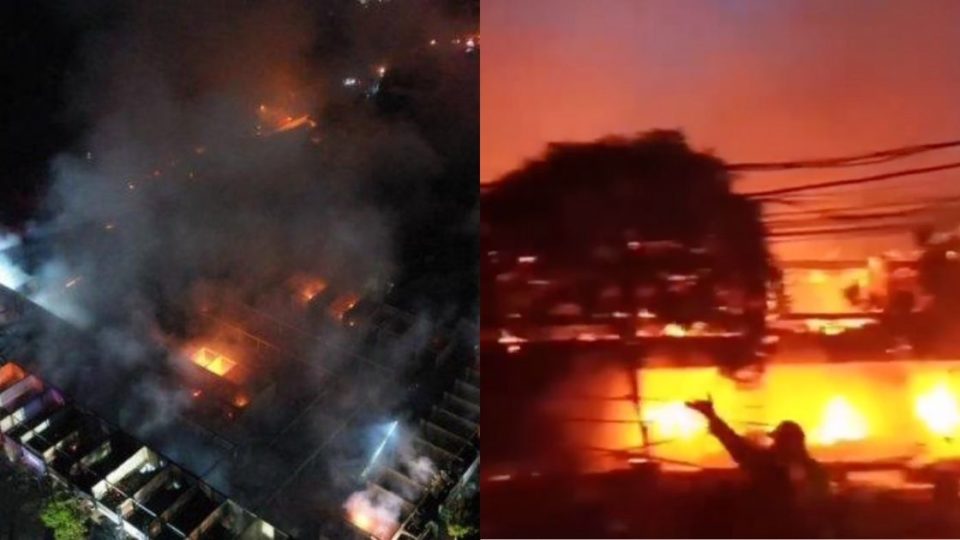 According to reports, the fire raged on until at least 9pm last night. Photos: BPBD Gianyar and Instagram. 