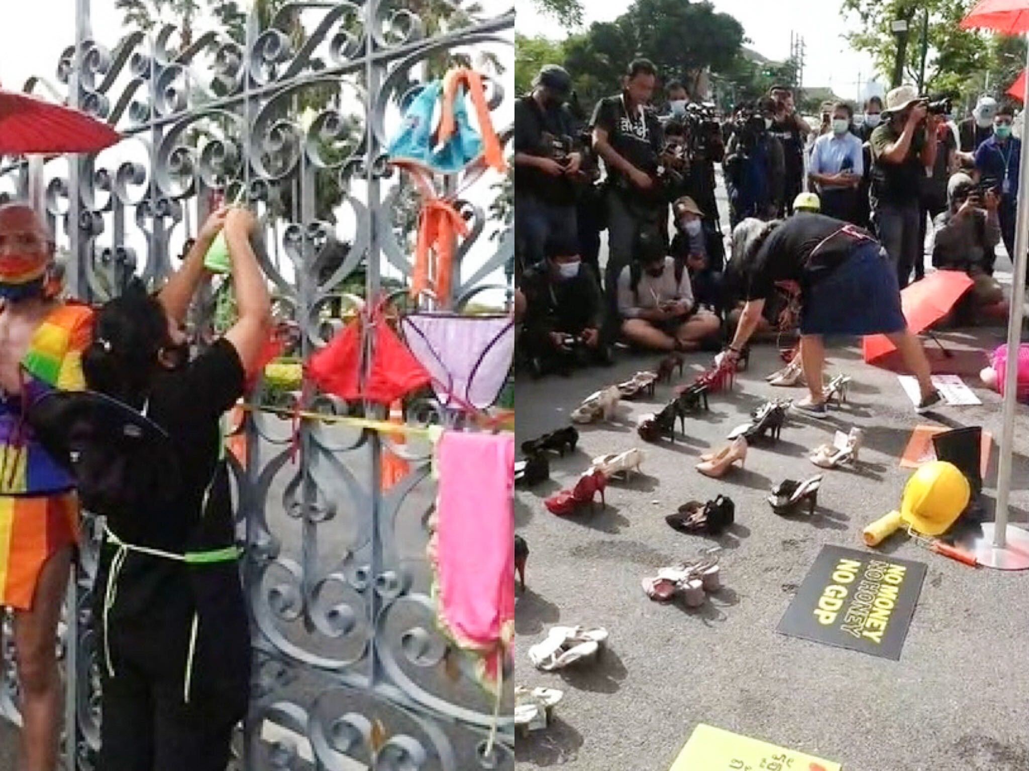 Thai sex workers protest shutdown with heels and panties | Coconuts