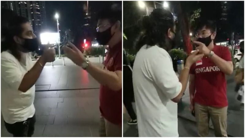 Screengrabs from the video showing the confrontation at Orchard road. Photo: Dave Park Ash/Facebook