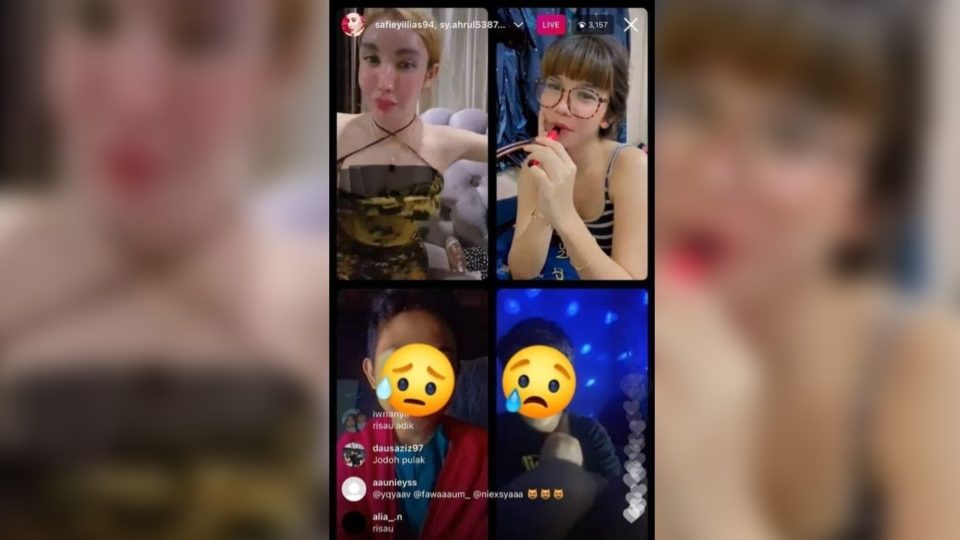 Screenshot of Instagram live session between @Safieyillias94, @Pipinatasha, and two others. 