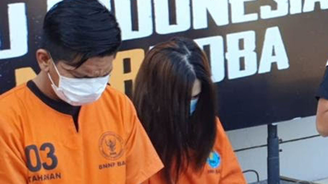 The Instagram celebrity, right, identified as 31-year-old JAF, was arrested on Friday. Photo: Istimewa via Kumparan