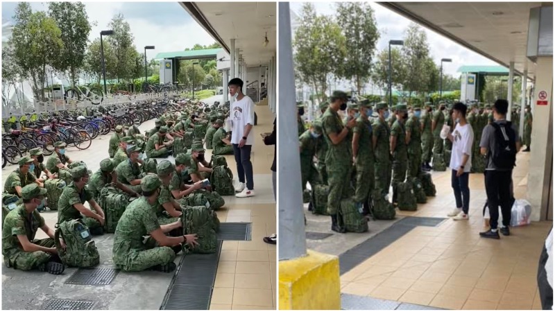 Photos taken of the commander not following safety protocols at Pasir Ris Monday. Photos: Ivan Ho/Facebook
