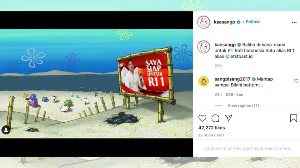 President Joko Widodo’s youngest son, Kaesang Pangarep, took netizens by surprise with his recent Instagram post, where he seems to imply that he’s ready to be “RI1,” code for being the number one man AKA president in Indonesia. Screenshot from Instagram/@kaesangp